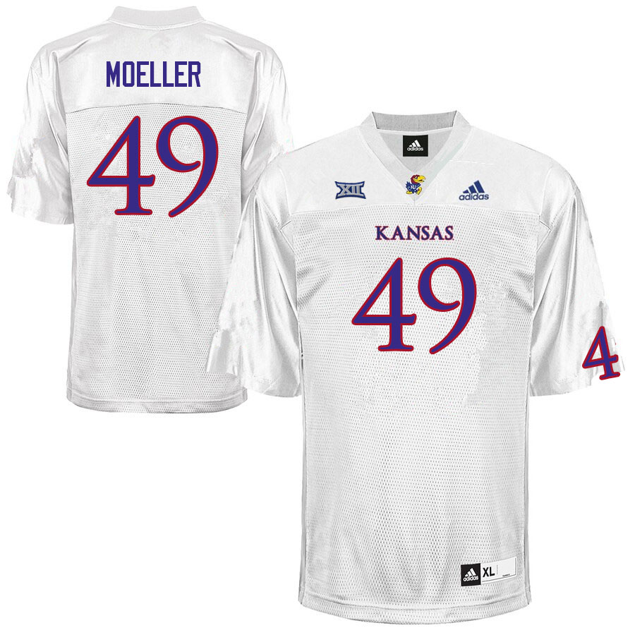 Men #49 Mack Moeller Kansas Jayhawks College Football Jerseys Sale-White - Click Image to Close